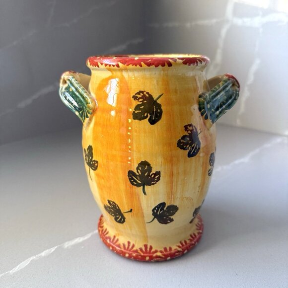 Italica ARS Pottery Vase Jug Pitcher Double Handle HandPainted Italy Mid Century - Picture 2 of 8